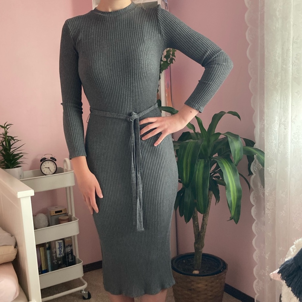 Zara Long Sleeve Ribbed Sweater Dress Size M